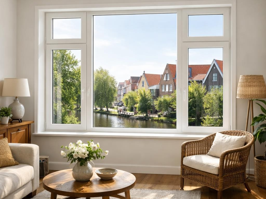 foto van een rijtjeswoning in Beverwijk met nieuwe kunststof kozijnen