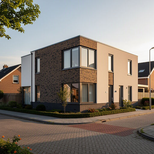 hoekwoning in Beverwijk met antraciet grijze kunststof kozijnen en gemengde gevel